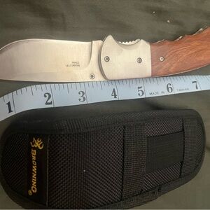 Browning Silver and Brown Folding Knife with Black Sheath